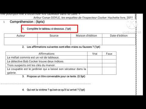 3ème année collège évaluation N1 2ème semestre compréhension et langue الثالثة إعدادي