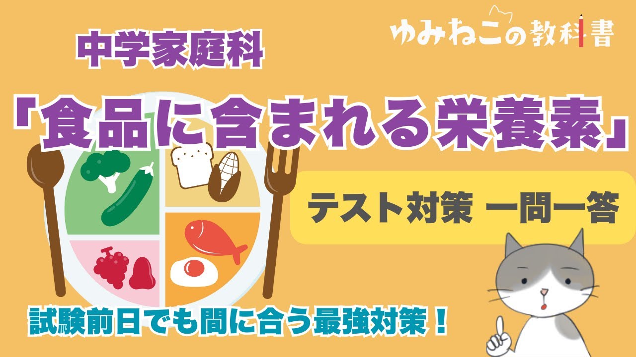 「食品に含まれる栄養素」定期テスト対策一問一答【中学家庭科】