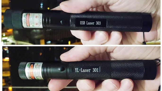 303 Green Laser Pointer 5mW USB - Outdoor Test - YouTube