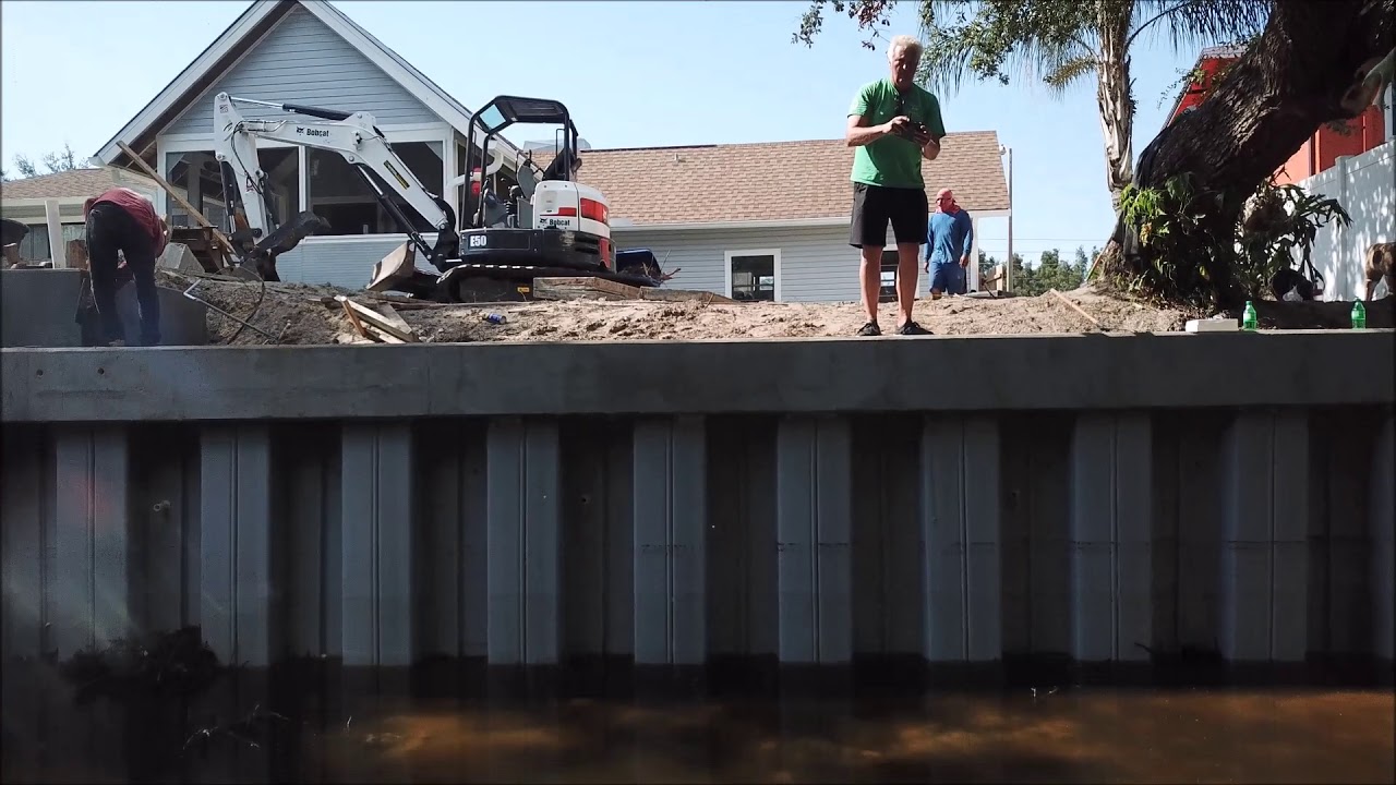 Palm Harbor wooden seawall and wooden cap replaced by Florida Seawall Repair YouTube