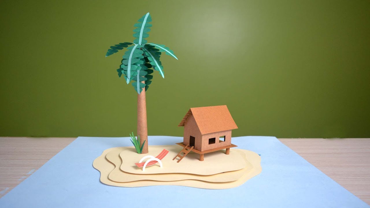 How to make an island from colour paper and cardboard - YouTube