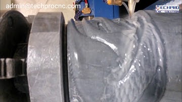 TECHPRO Stone CNC Router with rotary device for marble column carving