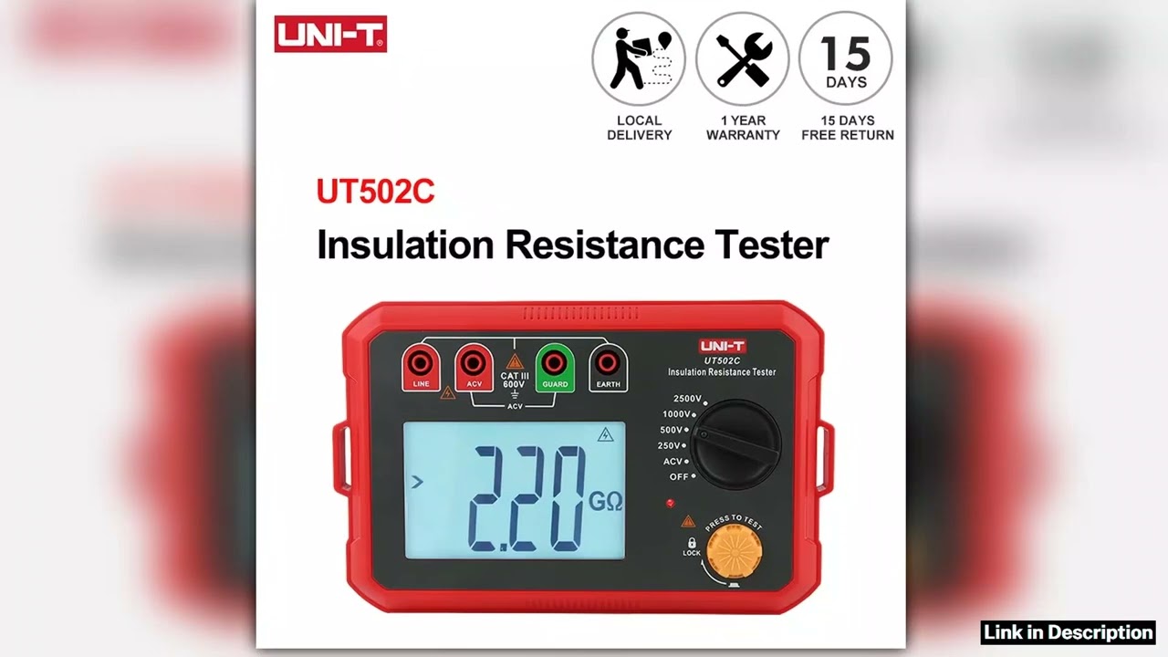 UNIT Digital UT502C 2500V Insulation Resistance Tester 20G Ommeter Ground Meter Backlight Auto Rang
