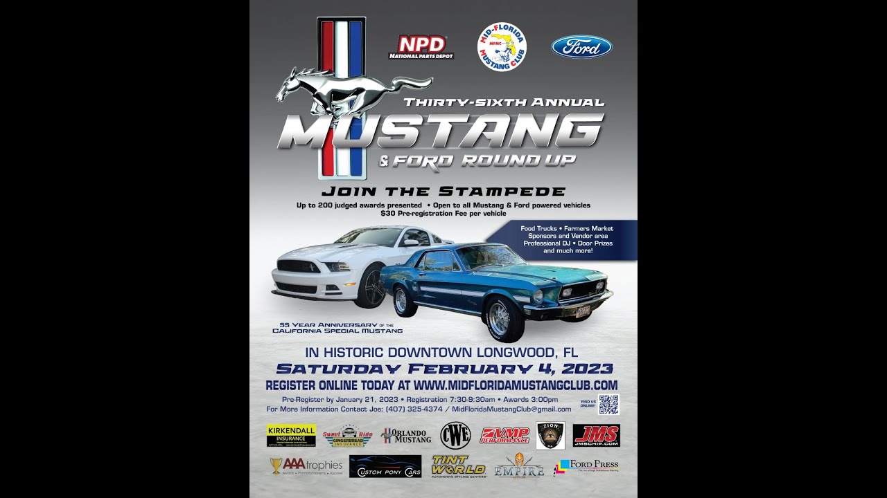 Mid Florida Mustang Club 36th Annual Car Show Feb 4 2023 YouTube