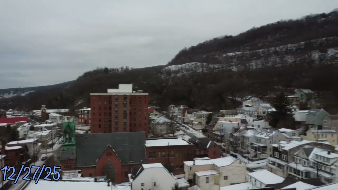Shamokin after the ice storm (drone)