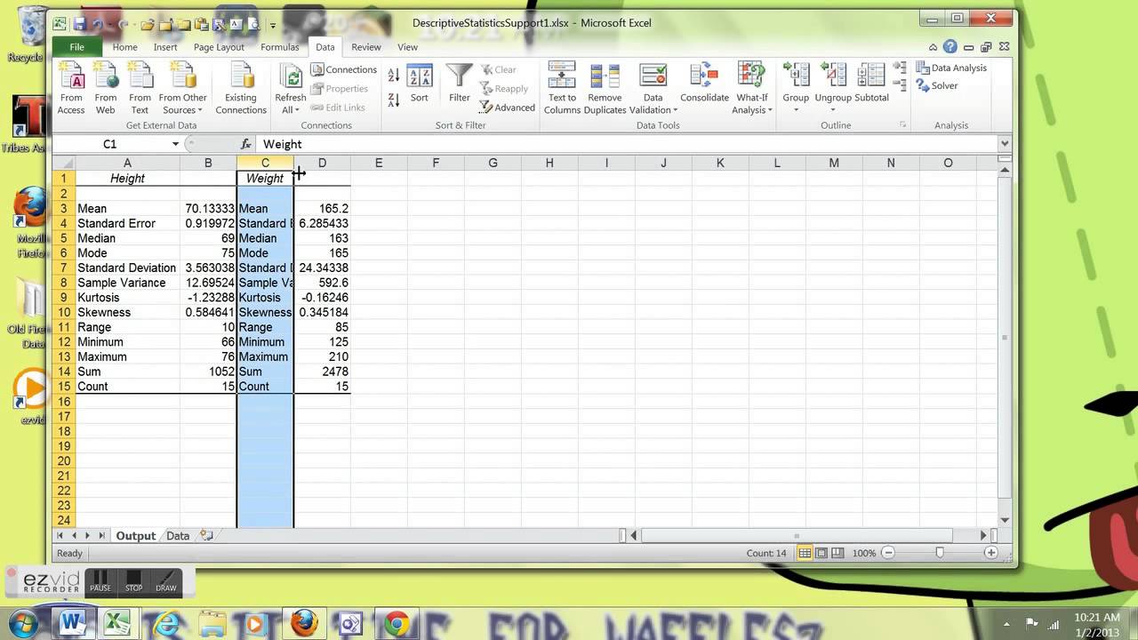 how to do statistical analysis in excel ap biology