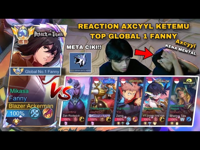 Reaksi Axcyyl Ft META CIKI Ketemu TOP GLOBAL 1 FANNY!! Sampai Dikatain Bujet Kelazz - Mobile Legends class=