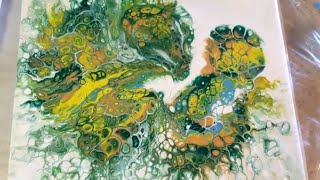 Acrylic Pour 020 | Flip Cup | Green, Gold, Yellow, Blue | Bright Colors