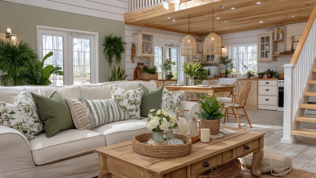 Идеальный зеленый коттедж в английском стиле 🌿 Уютный фермерский дом в винтажном цветочном стиле ...