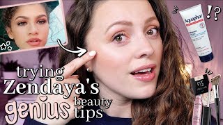 TRYING ZENDAYA'S MAKEUP TIPS \/\/ Some of these are GENIUS!!!