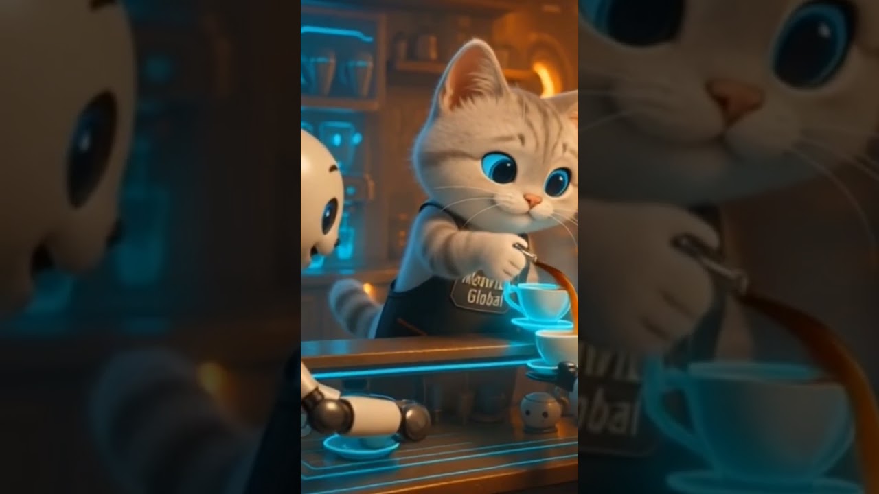 A small cat working with a small jetpack #kitten #cat #aicat#cute#poorcat