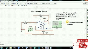 Tutorial7:Non Inverting amplifier using Opamp in Multisim software