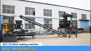 Qt4-15 Hollow Block Brick Block Machine Line With Js500 Mixer