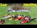 4 Way BATTERY Chainsaw Comparison ► Which Has The Better Cut And Torque?