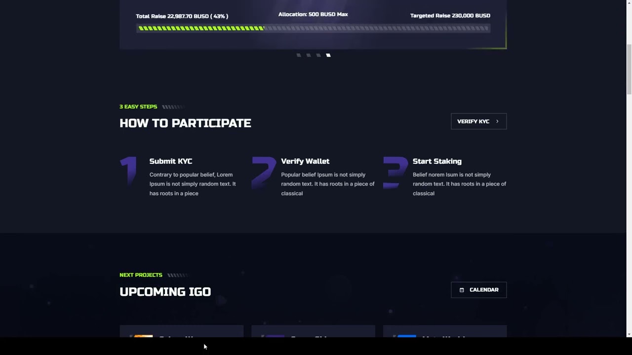 GamFi - Metaverse Web3 IGO Launchpad Next JS Template nft metaverse