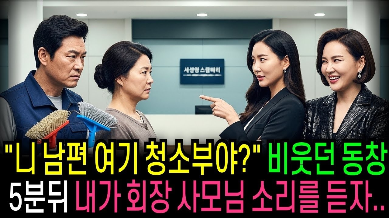 '니 남편 여기 청소부야 ' 비웃던 동창들은 5분 뒤 내가 회장 사모님 소리를 듣자 경악하는데   반전사연   오
