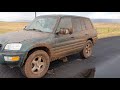 1’st generation Toyota RAV4 off Roading highlights testing AWD  system With 1900 lbs camping trailer