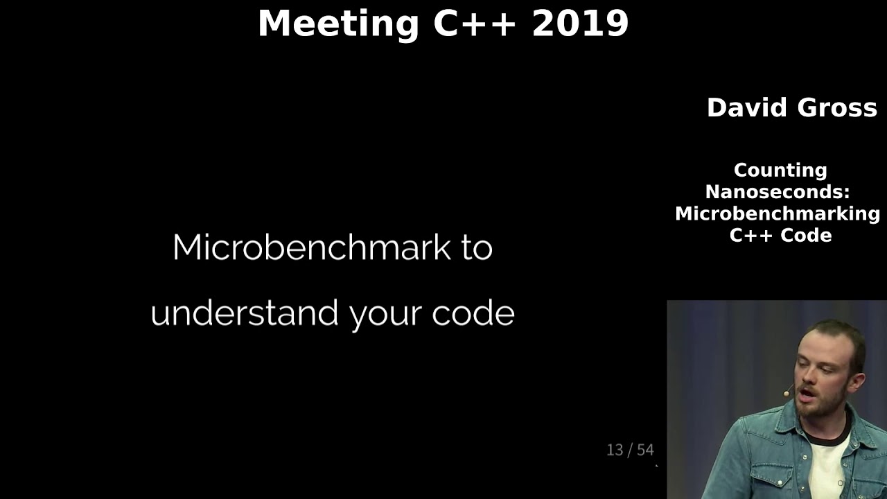 Counting Nanoseconds Microbenchmarking C++ Code - David Gross - Meeting C++ 2019 - YouTube Counting Nanoseconds Microbenchmarking C++ Code - David Gross - Meeting C++ 2019 - Youtube