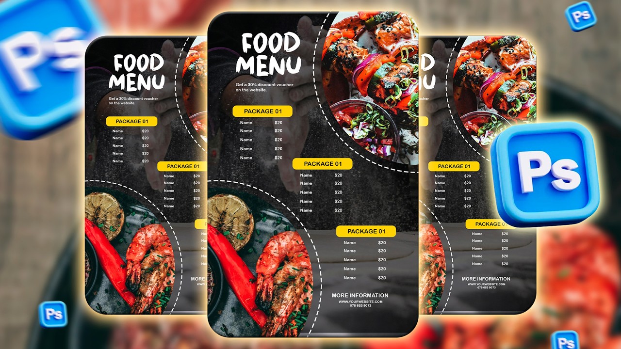 How to Design a Stunning Menu Poster in Photoshop | Step-by-Step ...
