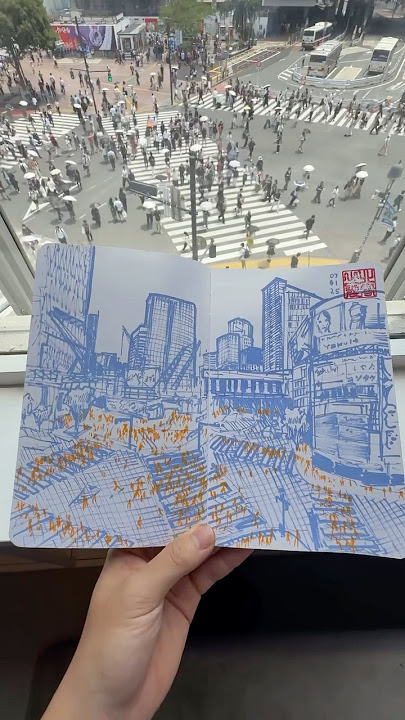 Sketching Shibuya Scramble Square! #tokyo #japan #art #painting #sketchbook