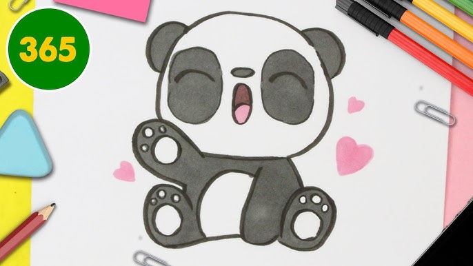 DRAWING A PANDA kawaii - dibujos kawaii - how to draw a cute panda 