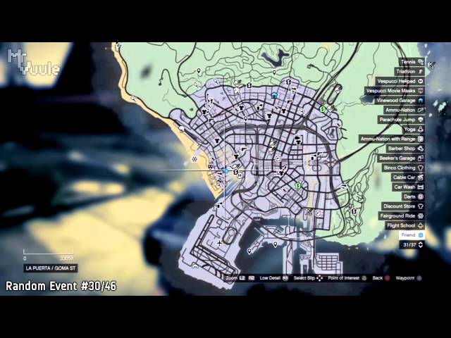 Random events map GTA 5: map of robberies, vans map, ATM map