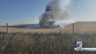 Combine fire ignites field near Lawton