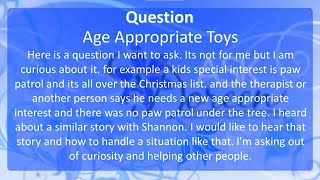 Ask Dr. Doreen | Age Appropriate Toys | Autism Live