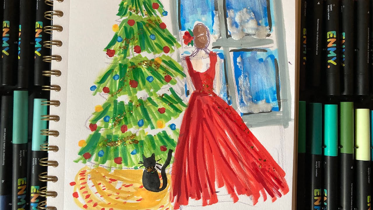 christmas dress drawing