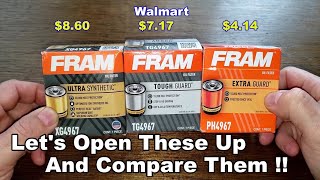Fram Ultra XG4967 Oil Filter, Fram Tough Guard TG4967 Oil Filter, Fram Extra Guard PH4967 Comparison