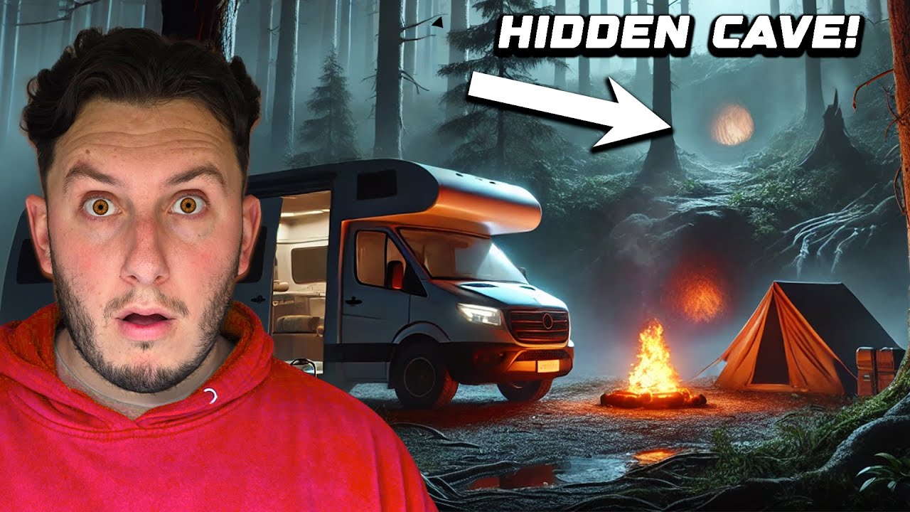 TERRIFYING VAN CAMPING IN HAUNTED FOREST! SEARCHING FOR A HIDDEN CAVE!