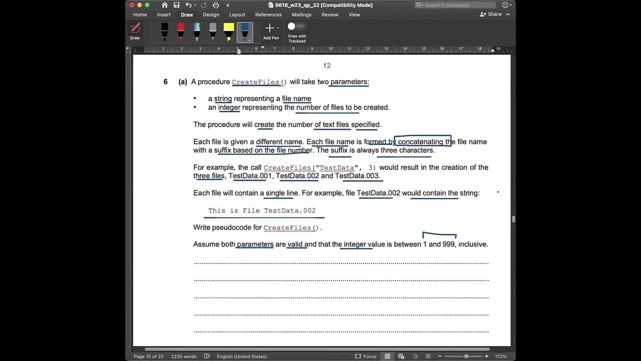 A level 9618 past paper programming paper 2 oct nov 2023 22 part 2