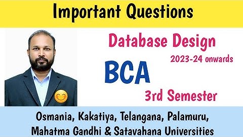Database Design | Important Questions 2023 | BCA 3rd Semester | UG | Degree | OU KU PU TU MGU SU