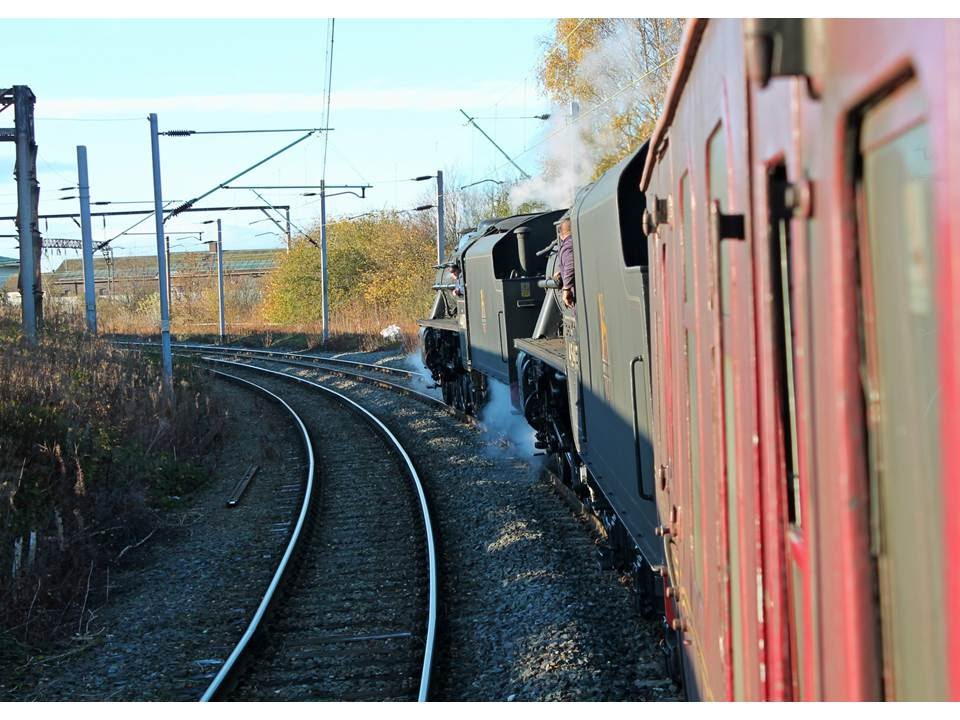 On Board BR 44871 & 45407 on 5Z93 Basford Hall Triangle turning move 22/11/2014