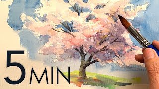 Eng Sub 5Min Easy Watercolor Sakura Cherry Blossom