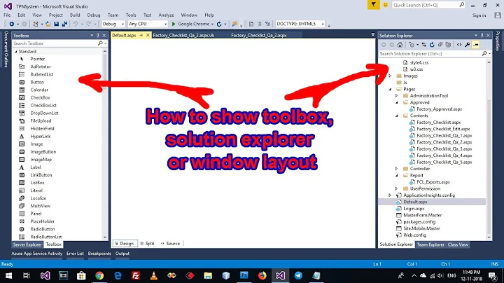 How to show toolbox, solution explorer or window layout VB 2015, VB 2017, VB 2022
