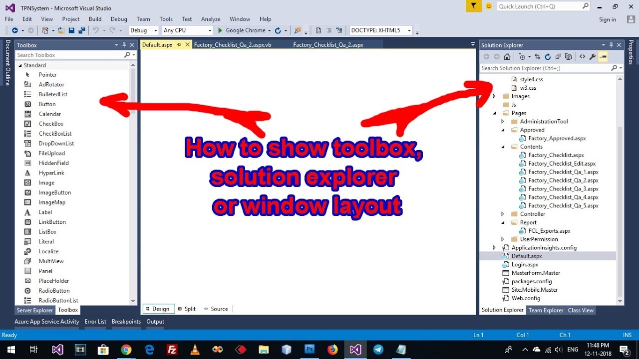 How to show toolbox, solution explorer or window layout VB 2015, VB 2017,  VB 2022 - YouTube