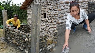 TIMELAPSE: START to FINISH Building Stone House - Build Stone Wall, BUILD LOG CABIN - Farm life