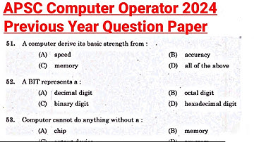 APSC Computer Operator 2024 || Previous Year Question Paper With Official Answer key ||