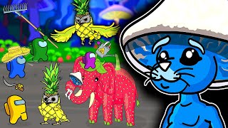 BLUE SMURF CAT vs STRAWBERRY ELEPHANT & PINEAPPLE OWL Battle | Among Us | Toonz Animation