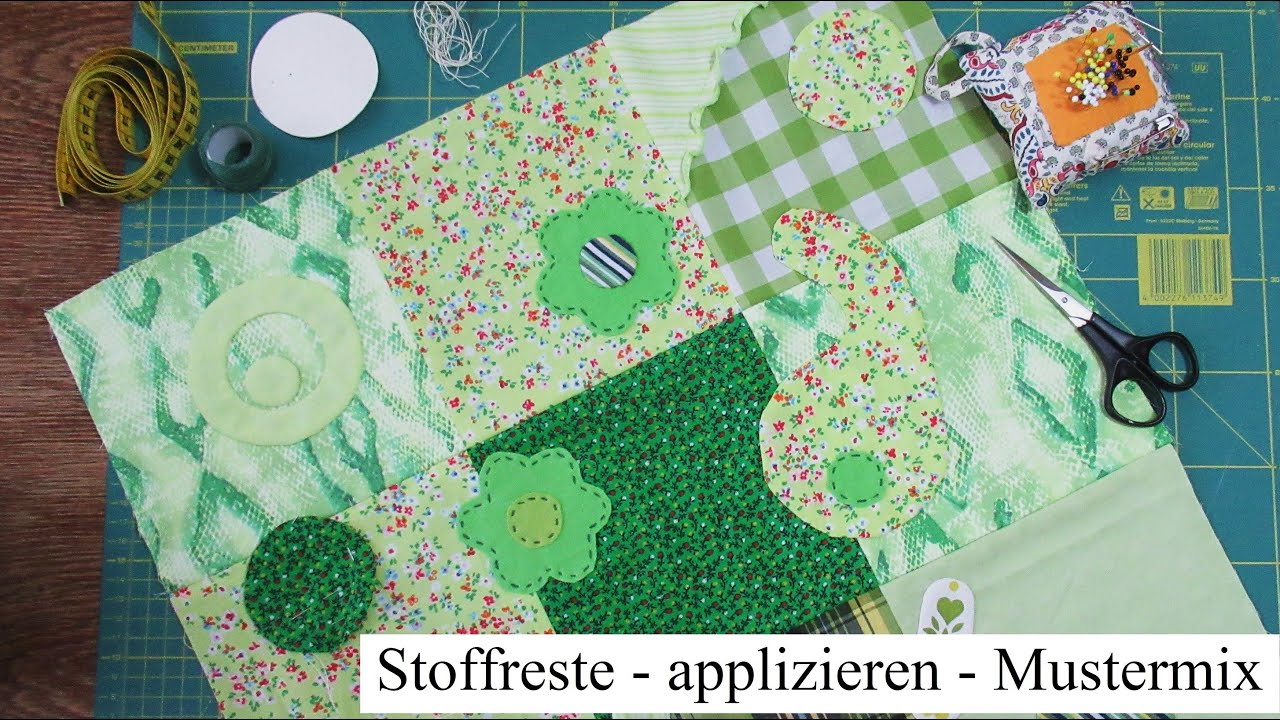 Stoffreste applizieren – Mustermix – upcycling - YouTube