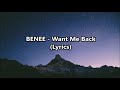 Benee  want me back lyrics