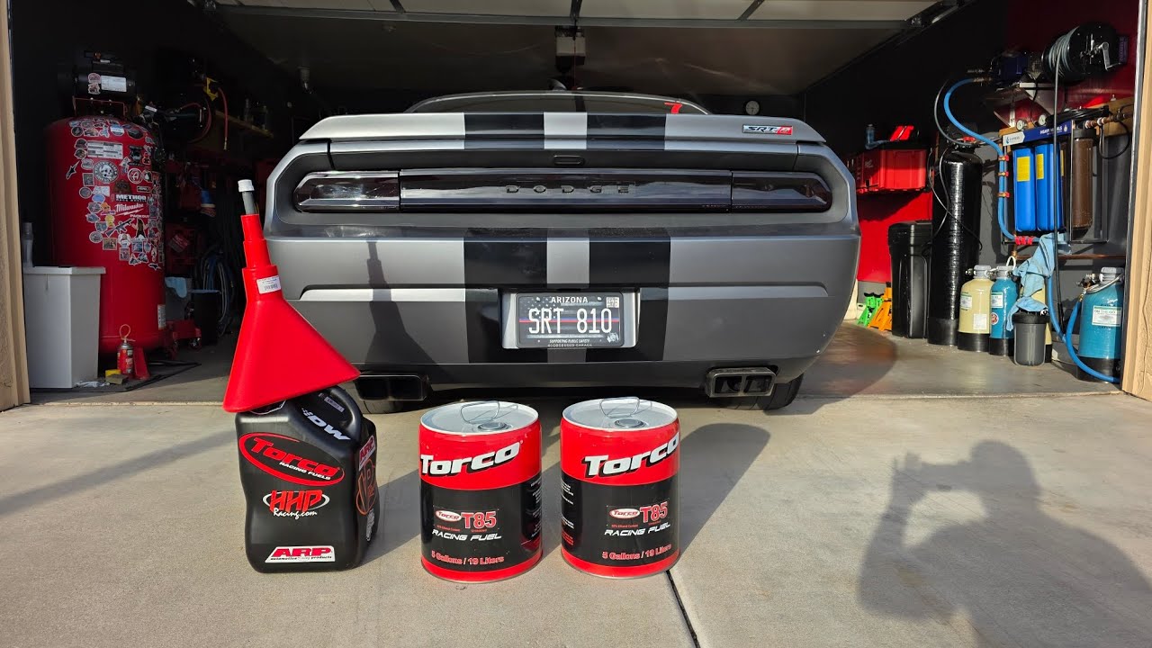 TORCO T85 Race Fuel Fill 🔥 Procharged Dodge Challenger SRT8 | No Spills, No BS