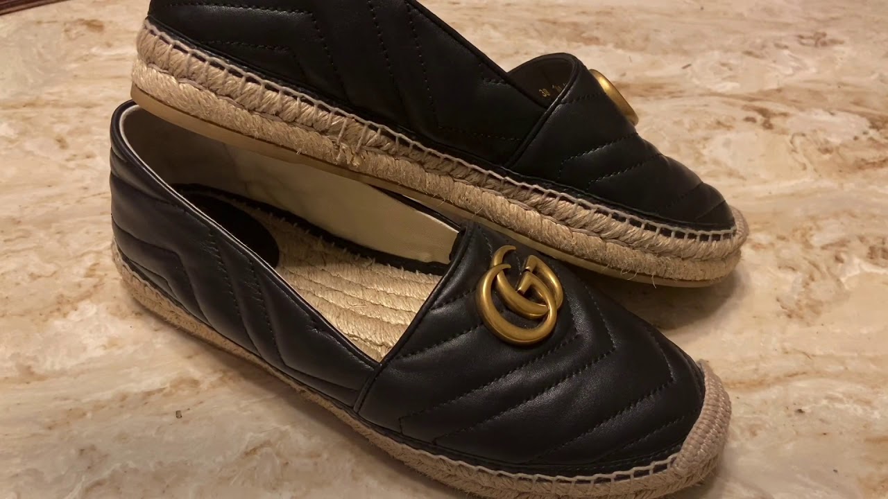 Gucci Leather espadrille with Double G review - YouTube