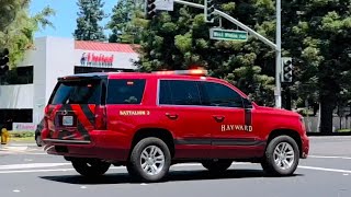 Hayward Fire Dept. Battalion 2 Responding To a Gas Odor
