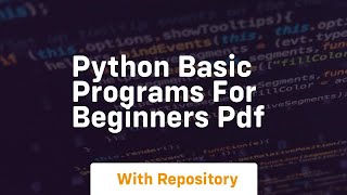 python basic programs for beginners pdf