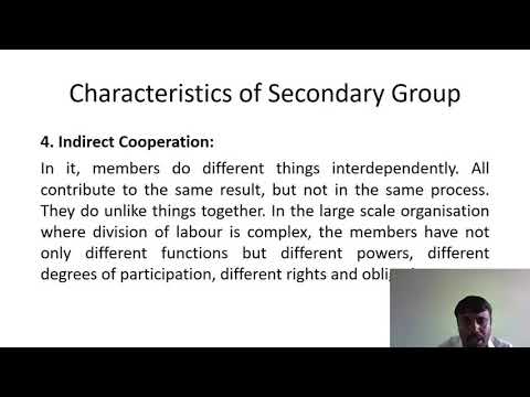 Characteristics of Secondary Groups
