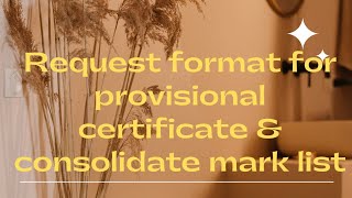 Request Format For Provisional Certificate Consolidate Mark Lista S Media