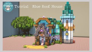 Minecraft 青い屋根の家の作り方　How to build a Blue Roof House TutorialマインクラフトMinecrafthorohorominecraft