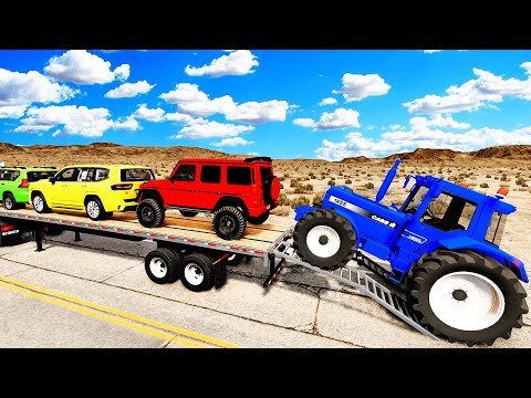 Flatbed Truck McQueen | Transportation with Truck - Pothole vs Car #29 | BeamNG.Drive Gameplay